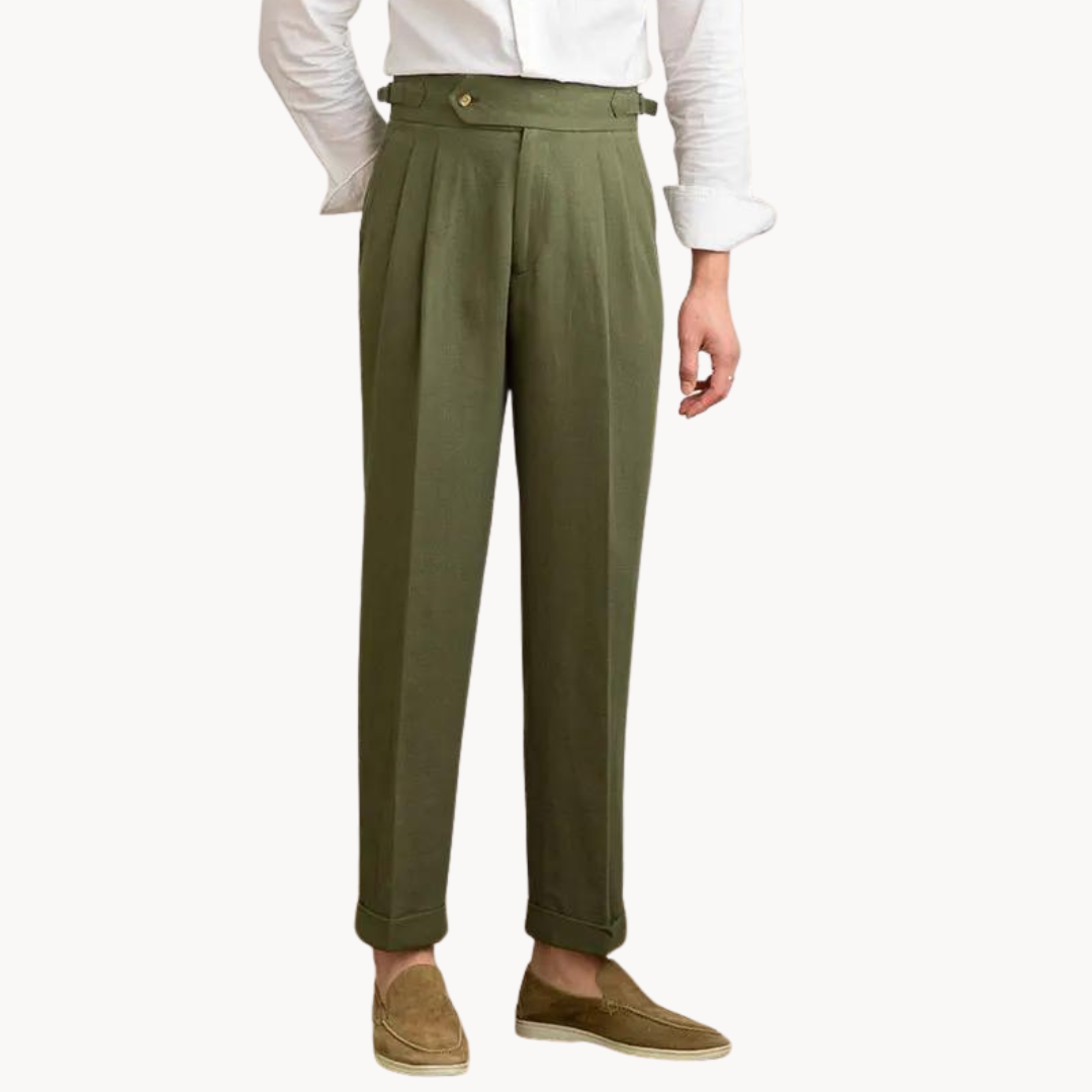 Linen-Cotton - Pleated Trouser