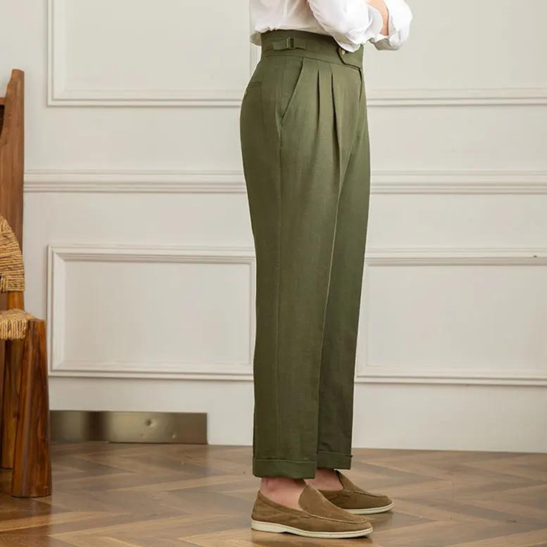 Linen-Cotton - Pleated Trouser