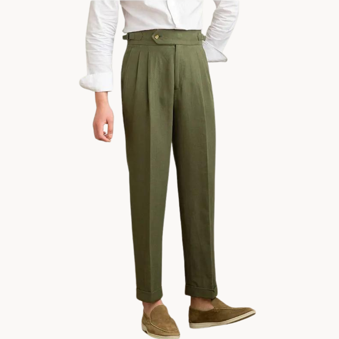 Linen-Cotton - Pleated Trouser
