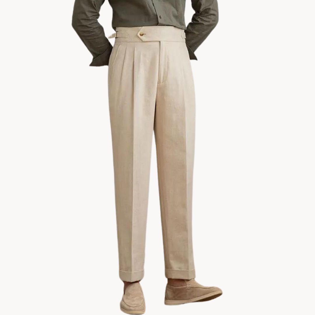 Linen-Cotton - Pleated Trouser