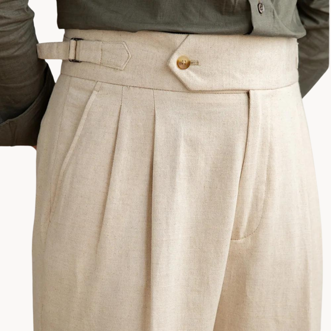 Linen-Cotton - Pleated Trouser