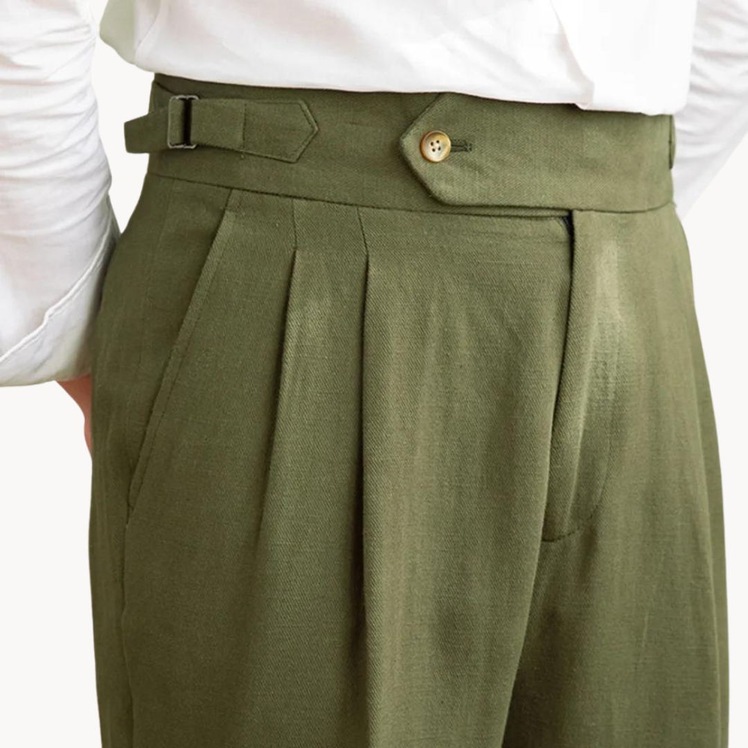 Linen-Cotton - Pleated Trouser