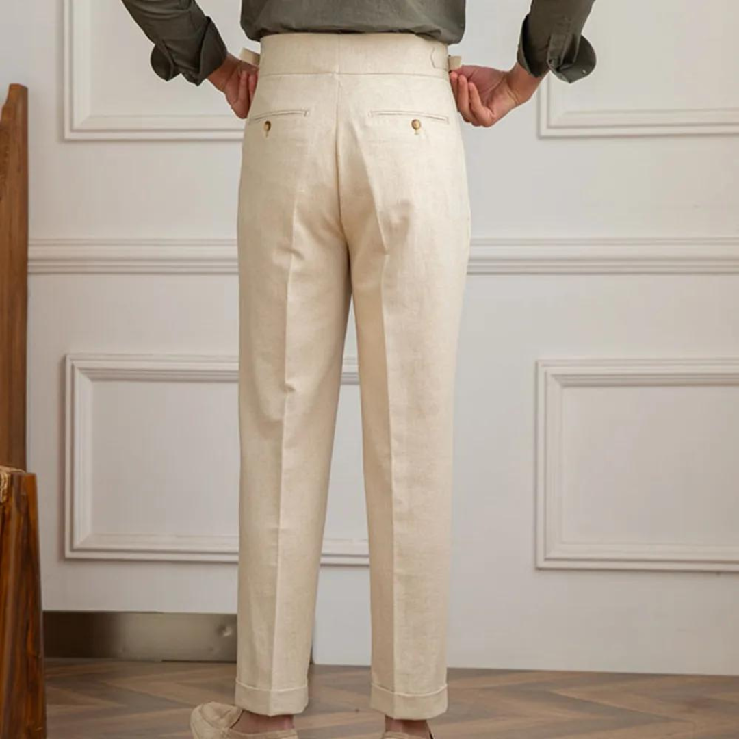 Linen-Cotton - Pleated Trouser