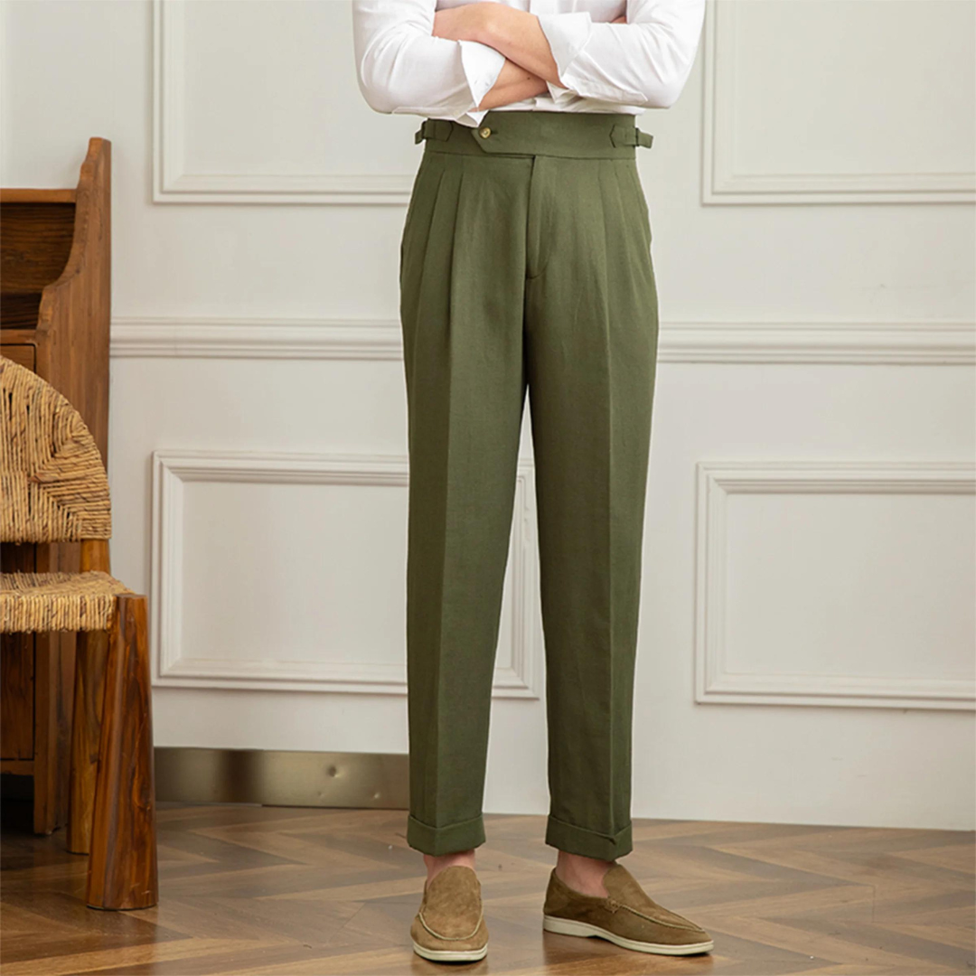 Linen-Cotton - Pleated Trouser