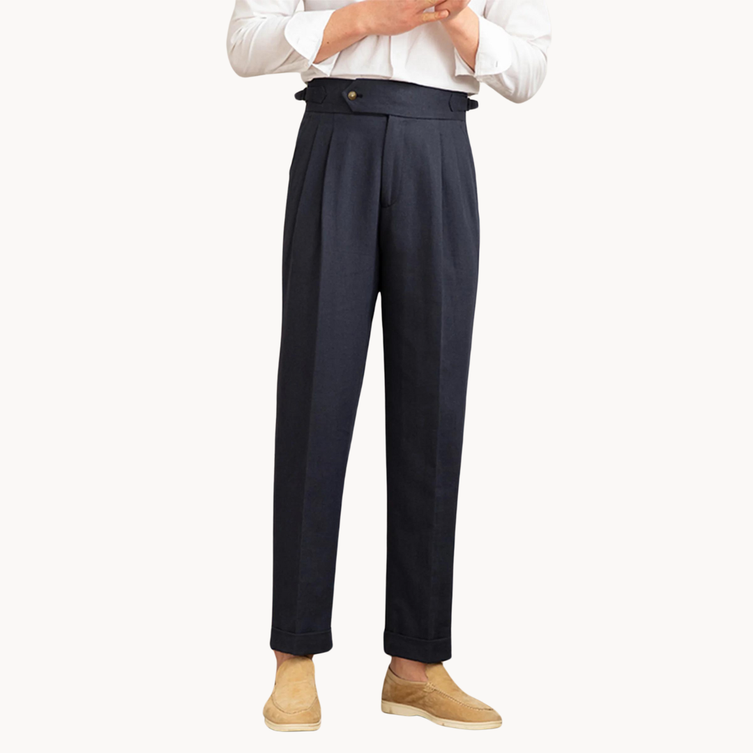 Linen-Cotton - Pleated Trouser