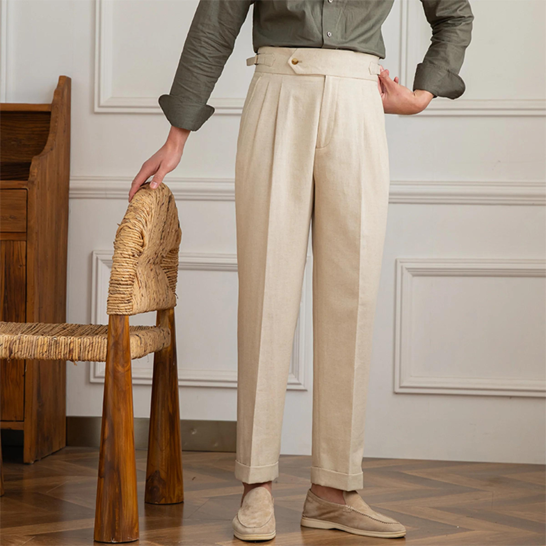 Linen-Cotton - Pleated Trouser