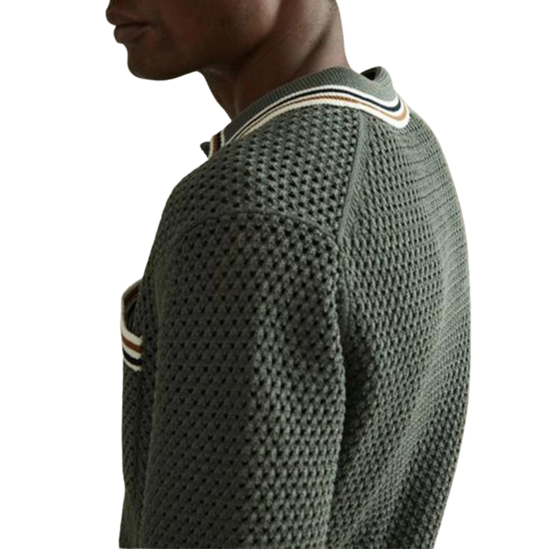 Knitted Mesh Button-Front - Shirt