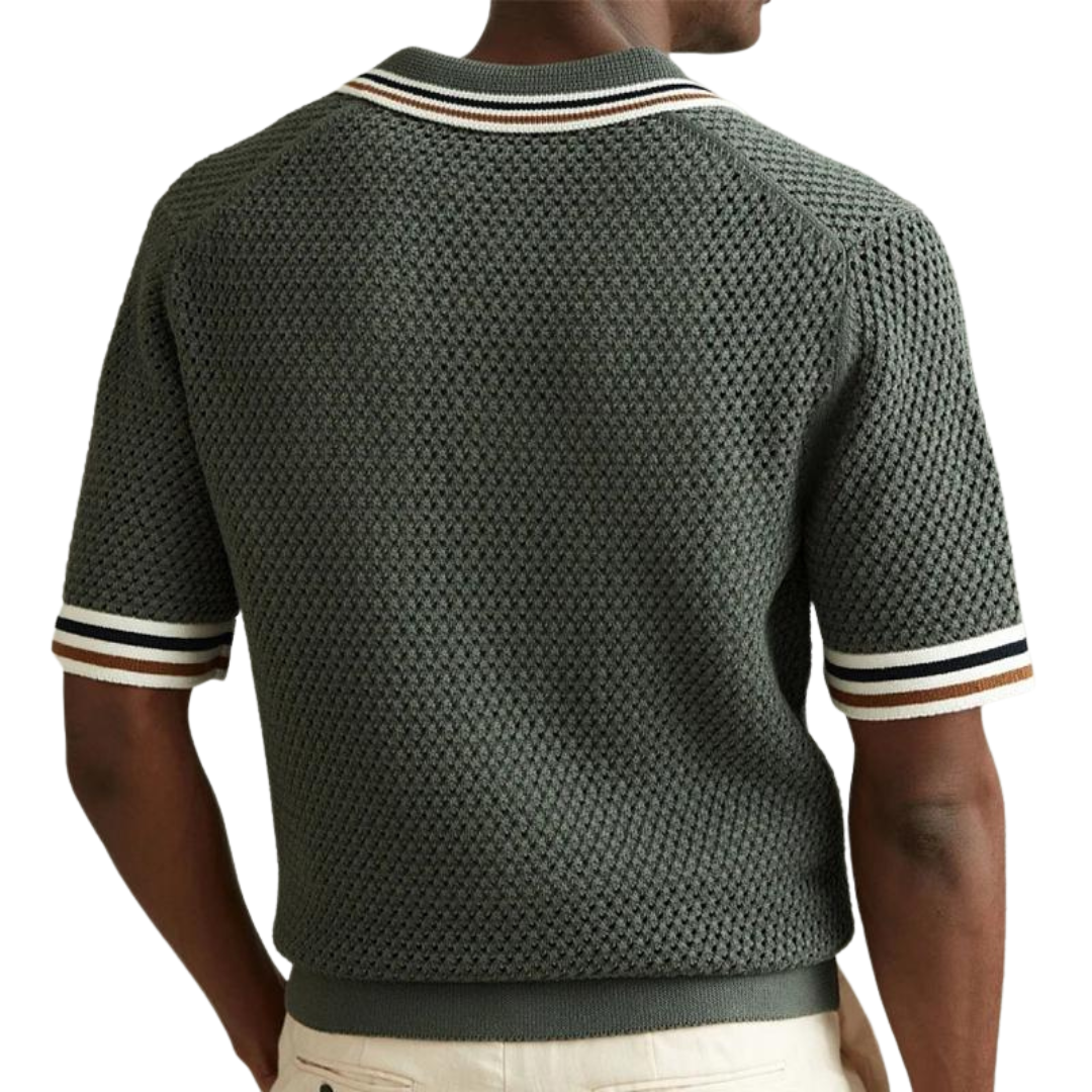 Knitted Mesh Button-Front - Shirt
