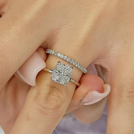Classic Cushion Cut Bridal Set In Sterling Silver Shineofdiamond