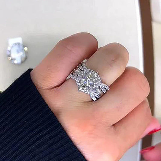 Gorgeous Marquise Cut Insert Bridal Set For Women In Sterling Silver Shineofidamond
