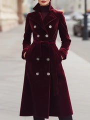 Belted Velvet Double-Breasted - Coat CASA LARO