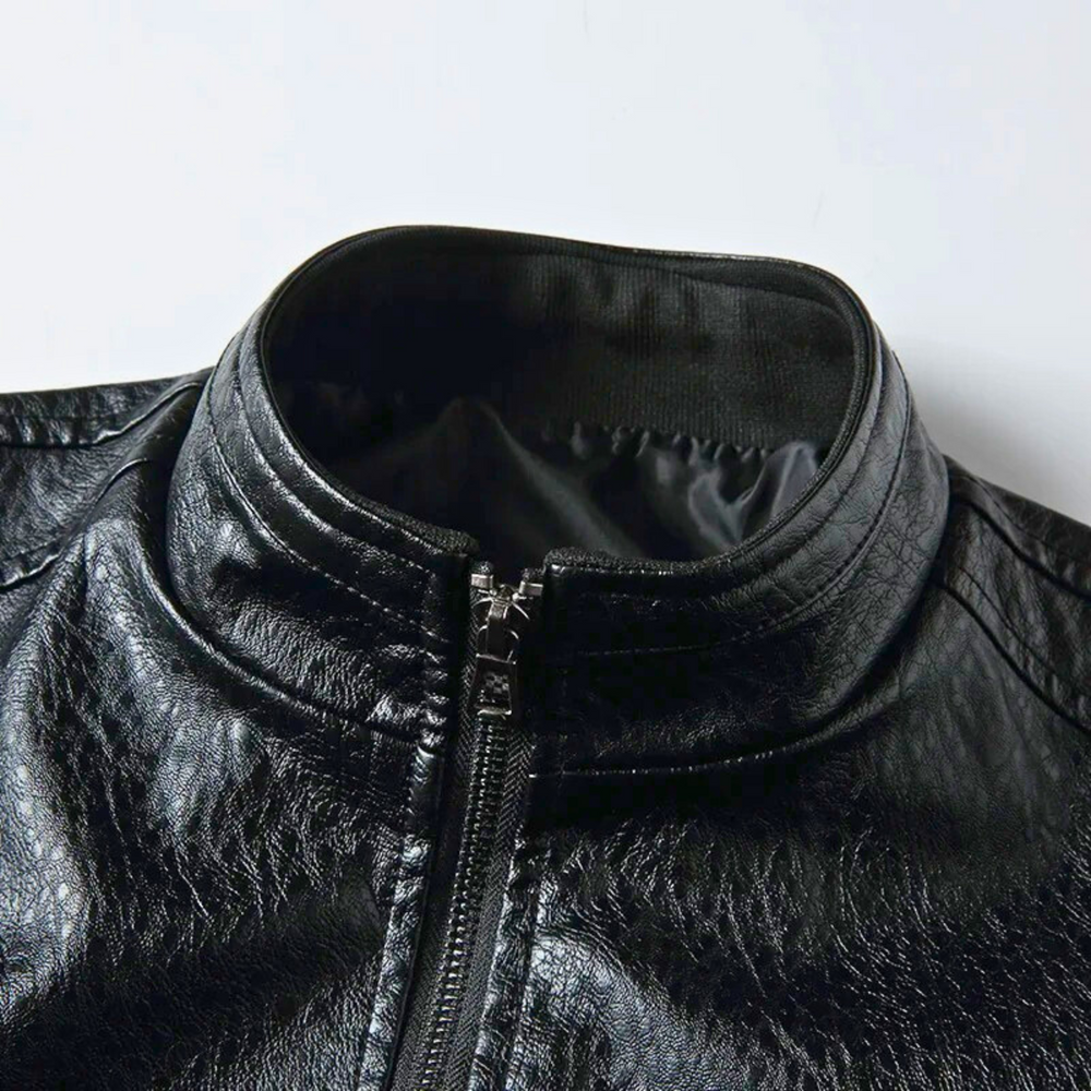 Black Biker Slim-Fit - Leather Jacket CASA LARO MEN