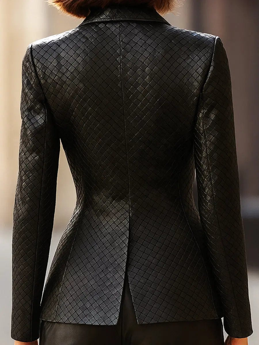 Black Woven Leather Tailored Fit - Blazer CASA LARO