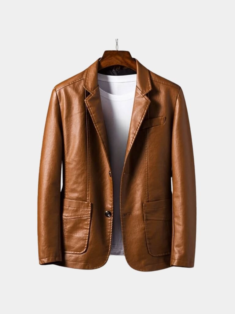Bold Caramel Leather Jacket - Casa  Laro CASA LARO