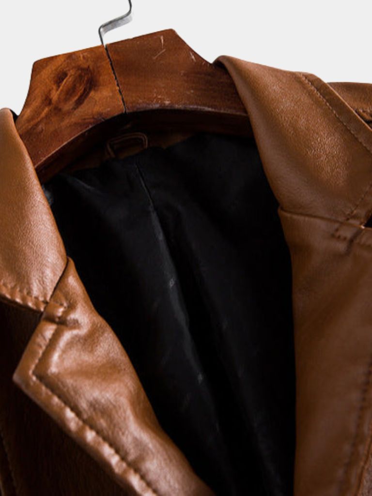 Bold Caramel Leather Jacket - Casa  Laro CASA LARO