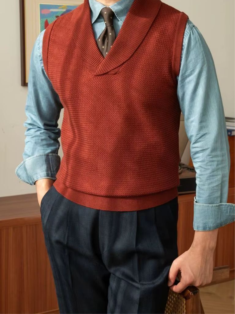 British Knit Vest Waistcoat - Casa  Laro CASA LARO