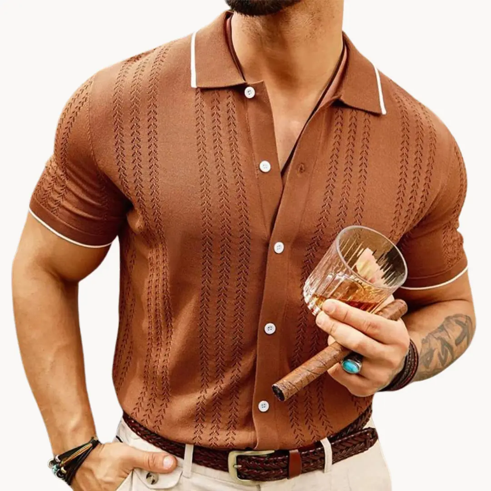 Button-Front Cotton Blend - Polo Shirt CASA LARO