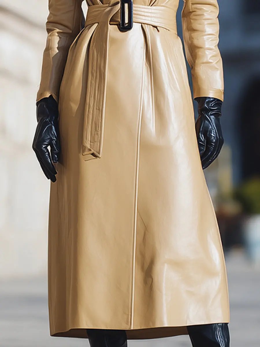 Camel Faux Leather Fur-Collar - Coat CASA LARO