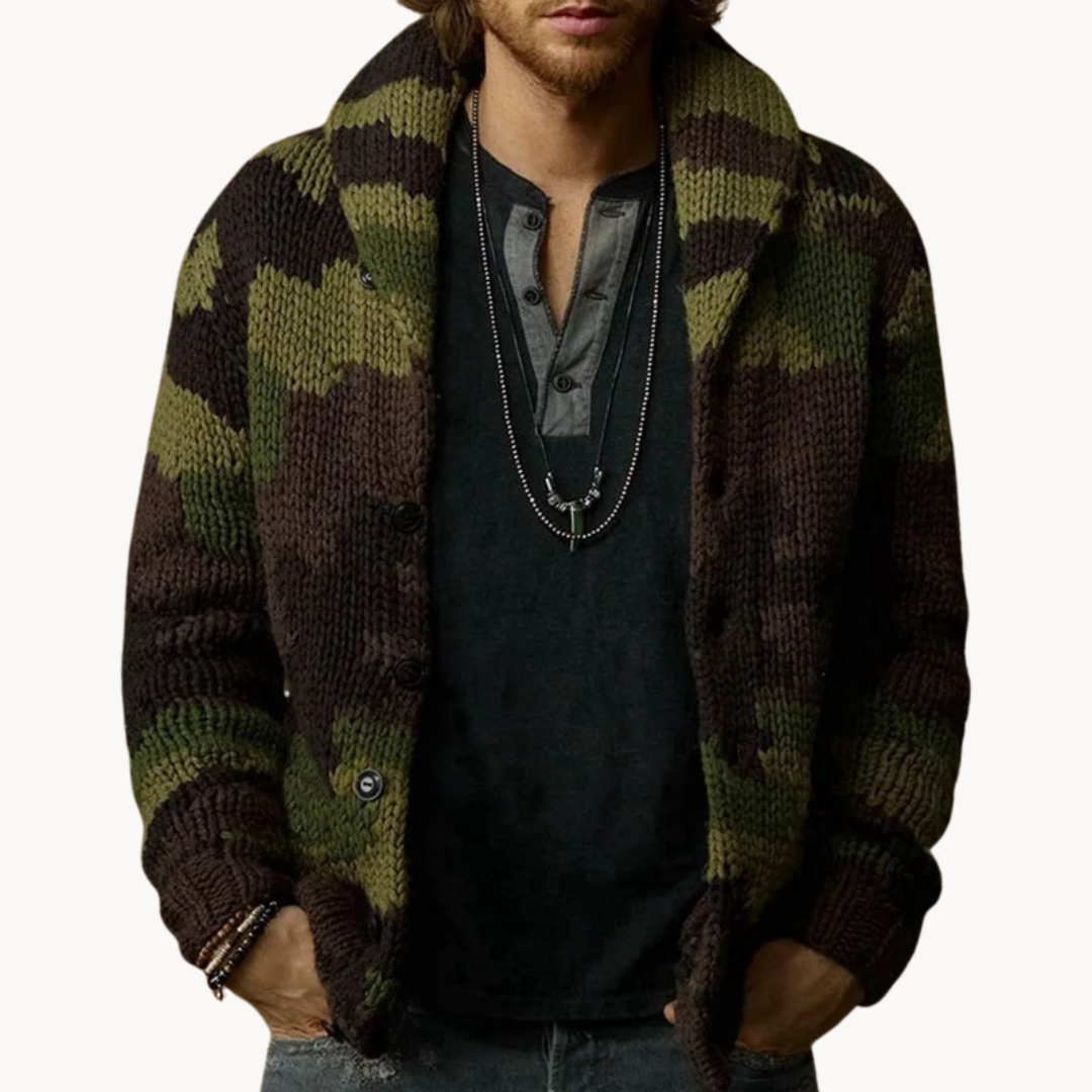 Camo Shawl Collar - Cardigan CASA LARO MEN