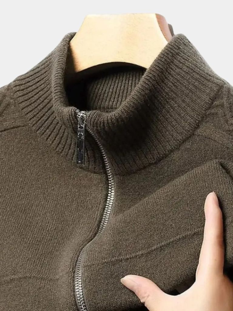 Cashmere Zip Sweater Knit Turtleneck - Casa  Laro CASA LARO