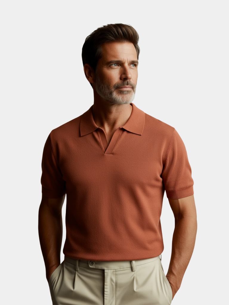 Casual Buttonless Knit Polo Shirt - Casa  Laro CASA LARO
