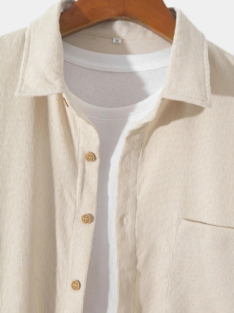 Casual Solid Corduroy Shirt - Casa  Laro CASA LARO