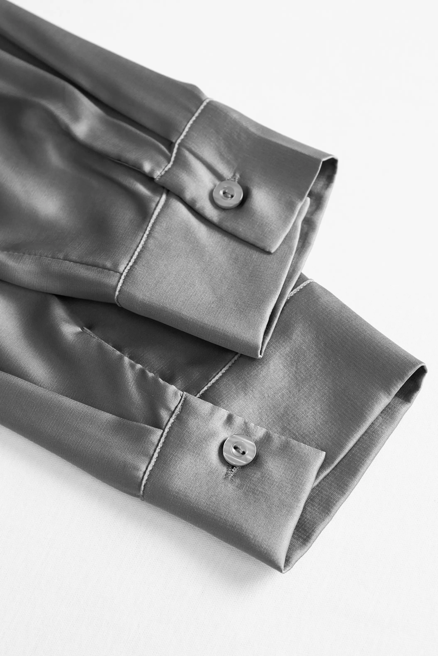 Charcoal Grey Satin Subtle Tailored Fit - Blouse CAAYWORLD