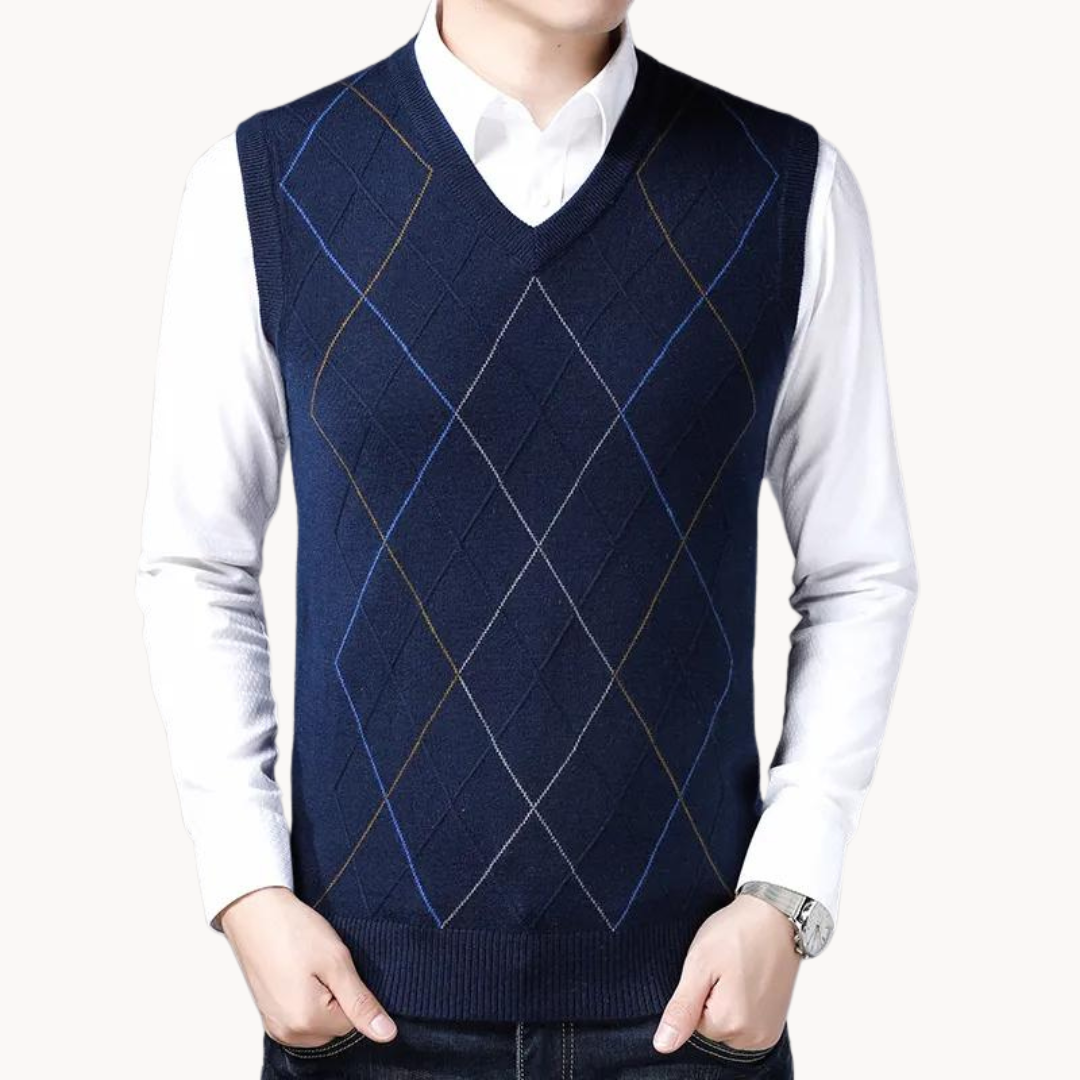 Chunky Ribbed V-Neck Knit - Sweater Vest CASA LARO MEN