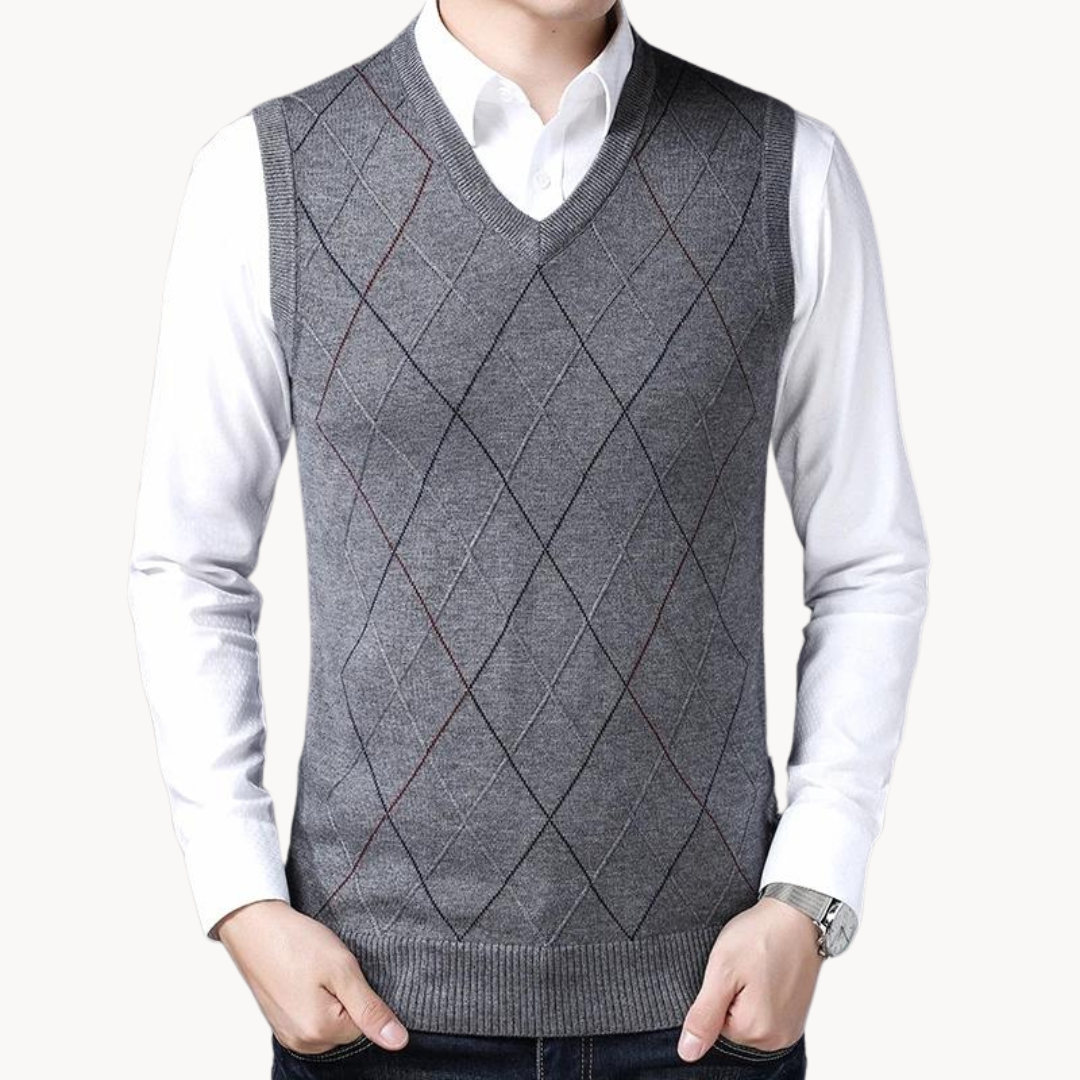 Chunky Ribbed V-Neck Knit - Sweater Vest CASA LARO MEN