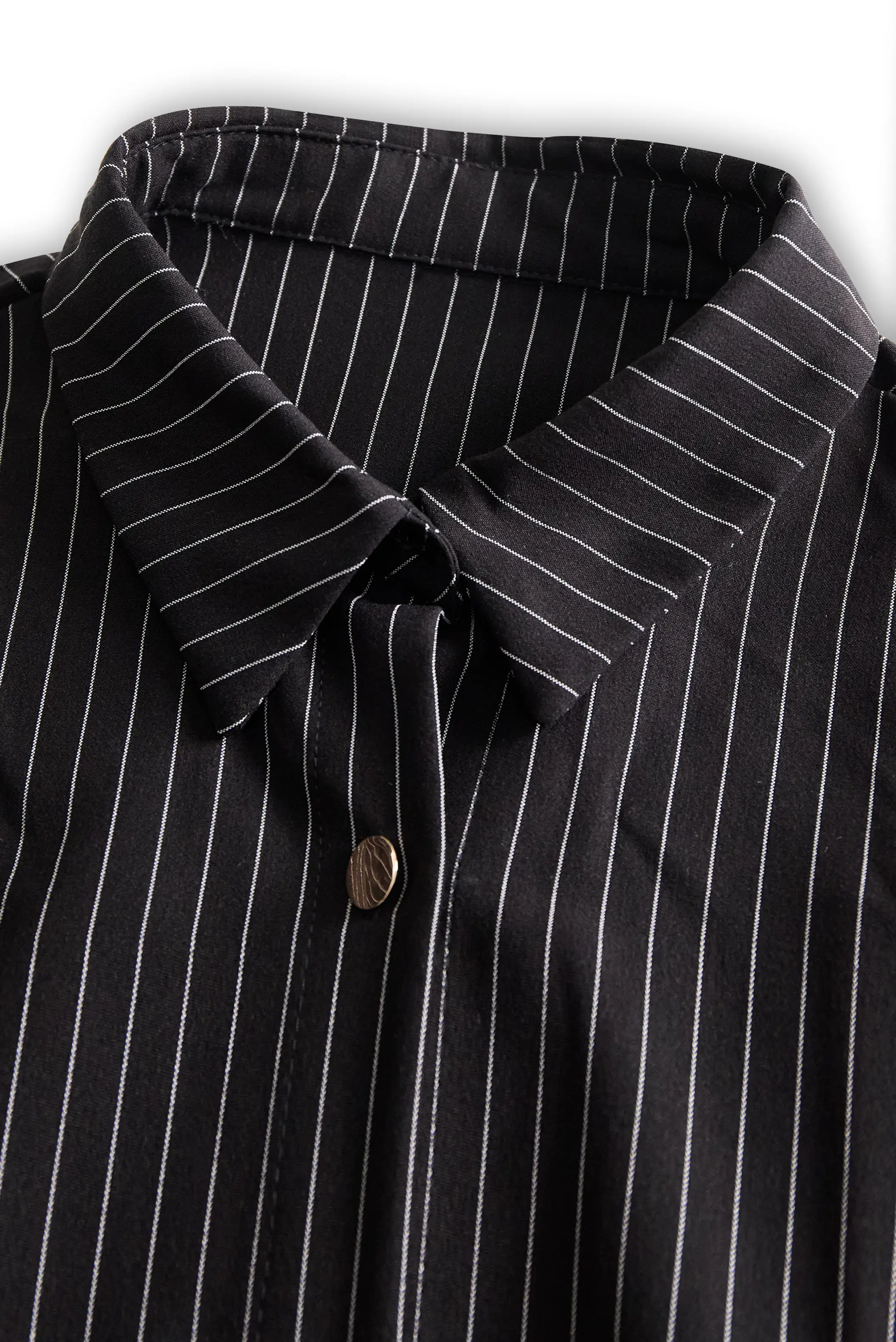 Classic Black Pinstripe Button-Down - Shirt Dress CASA LARO