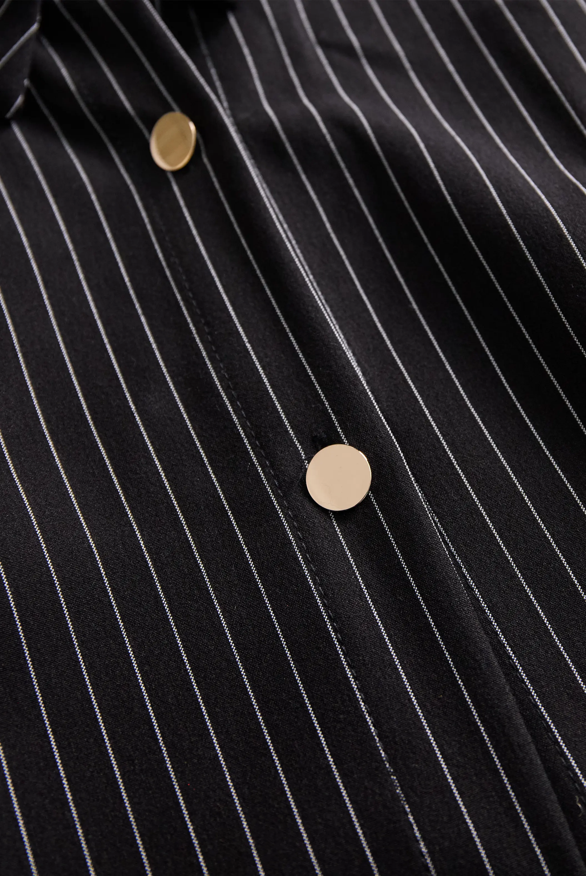 Classic Black Pinstripe Button-Down - Shirt Dress CASA LARO