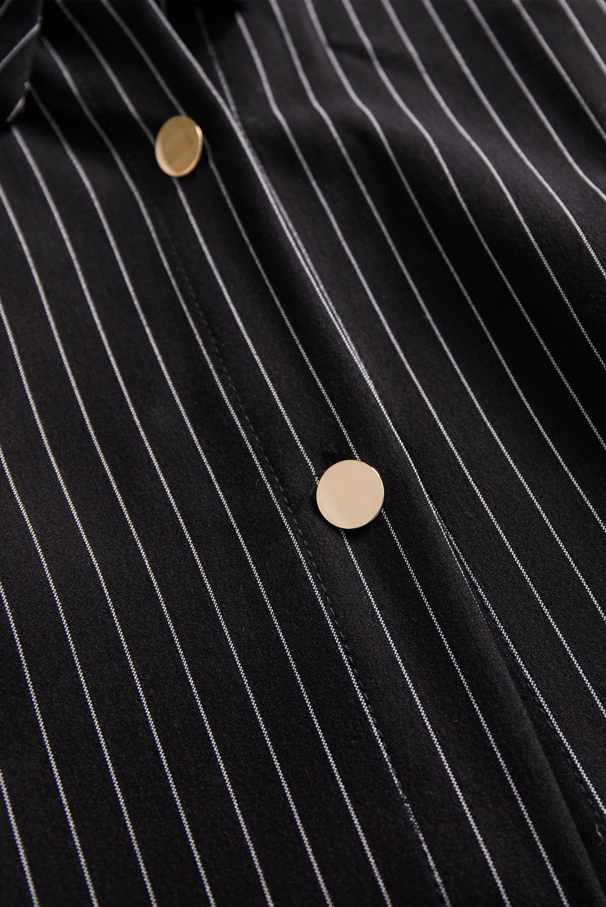 Classic Black Pinstripe Button-Down - Shirt Dress CASA LARO