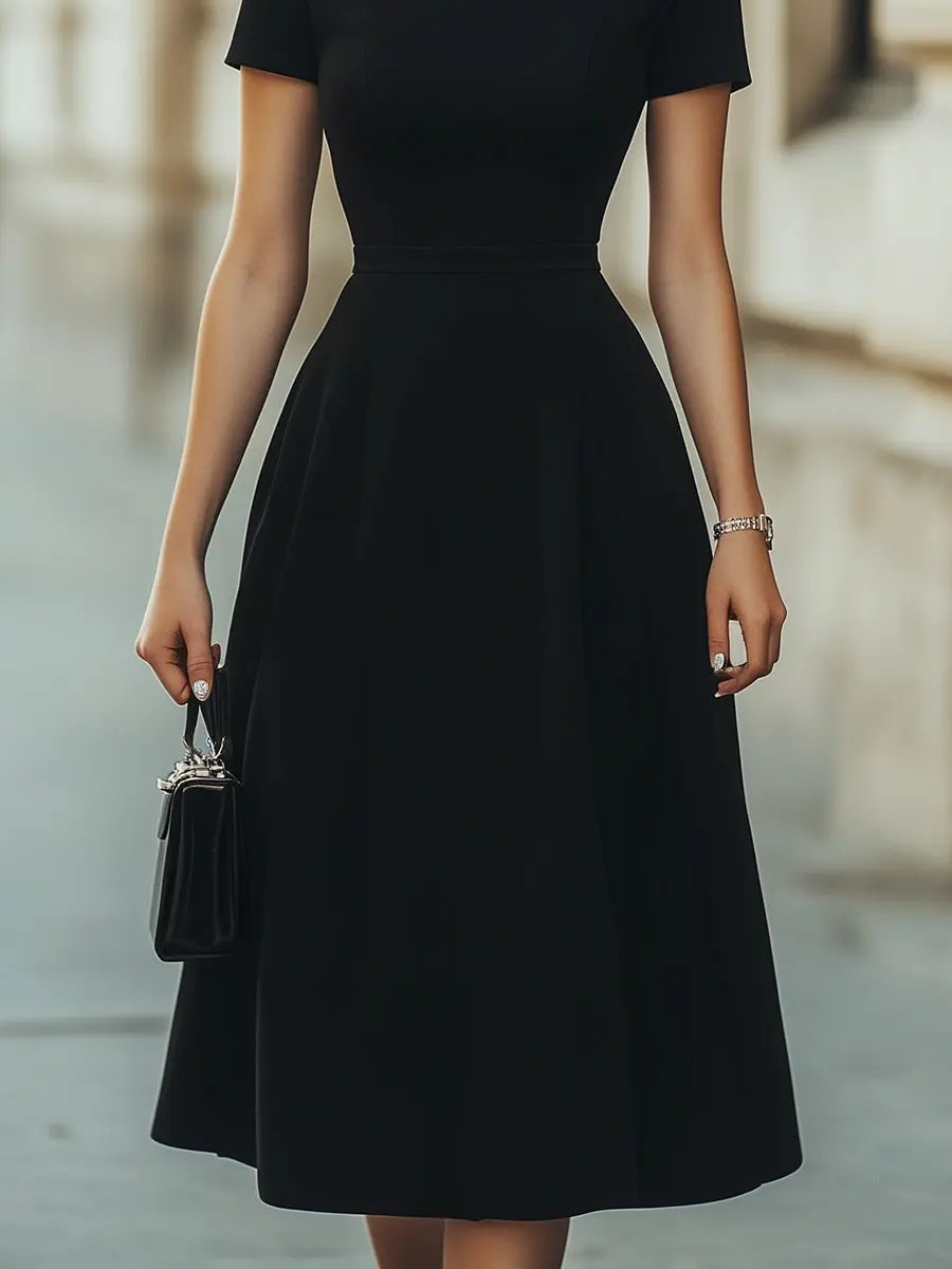 Classic Elegant A-Line Flared Silhouette - Midi Dress CASA LARO