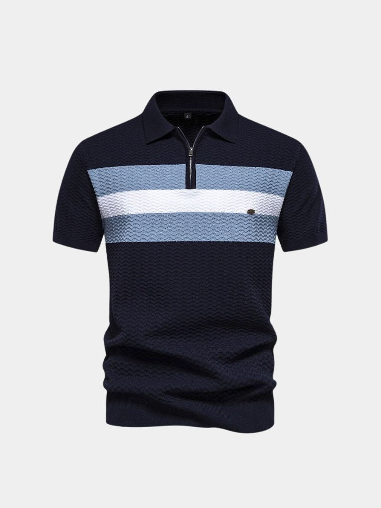 Classic Fit Quarter Zip Business Casual Short Sleeves Polo - Casa  Laro CASA LARO