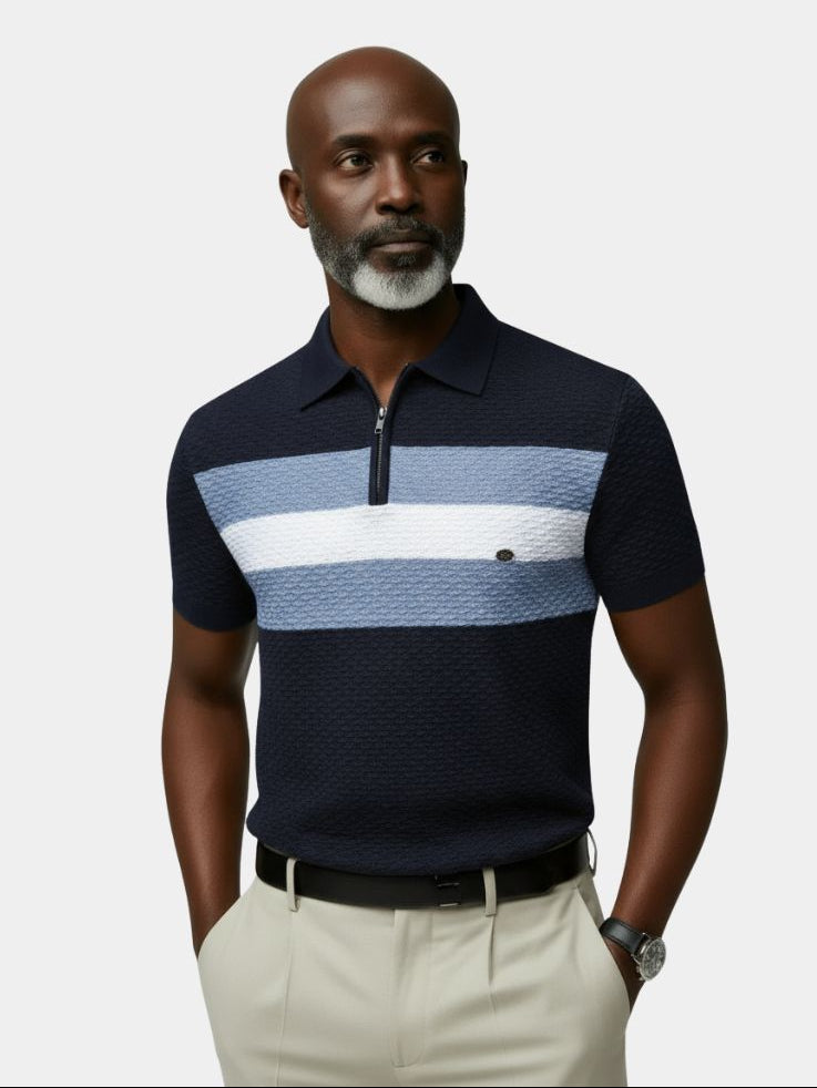 Classic Fit Quarter Zip Business Casual Short Sleeves Polo - Casa  Laro CASA LARO