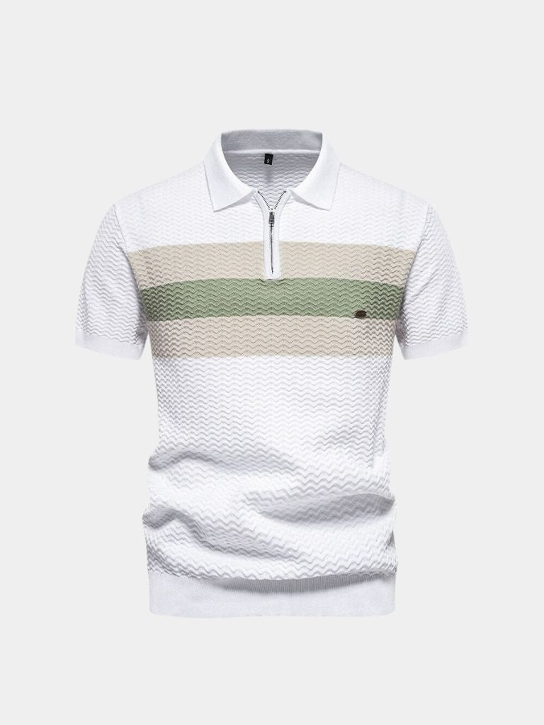 Classic Fit Quarter Zip Business Casual Short Sleeves Polo - Casa  Laro CASA LARO