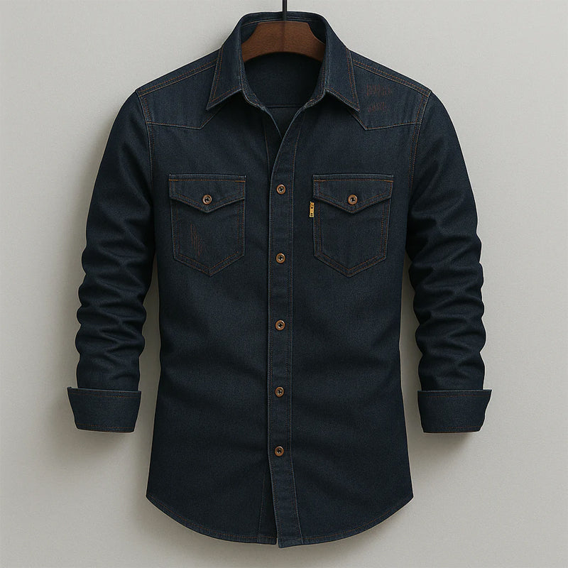 Classic Washed Denim Button-Up - Shirt CASA LARO MEN
