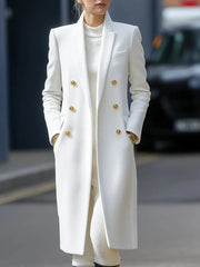 Classic White Double-Breasted Tailored - Longline Coat CASA LARO