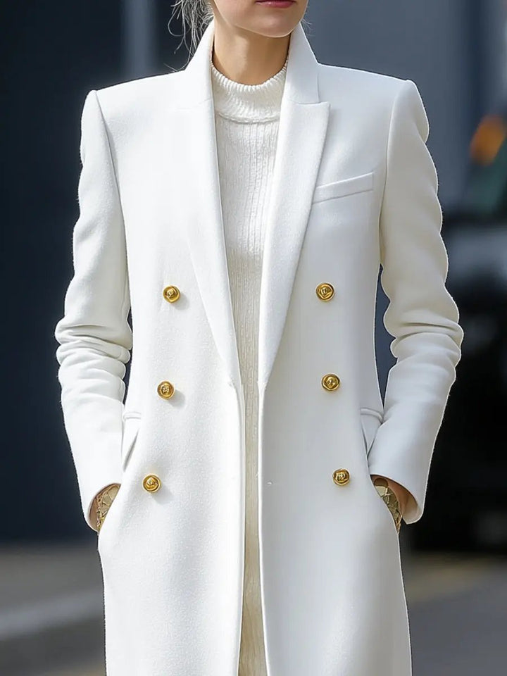 Classic White Double-Breasted Tailored - Longline Coat CASA LARO