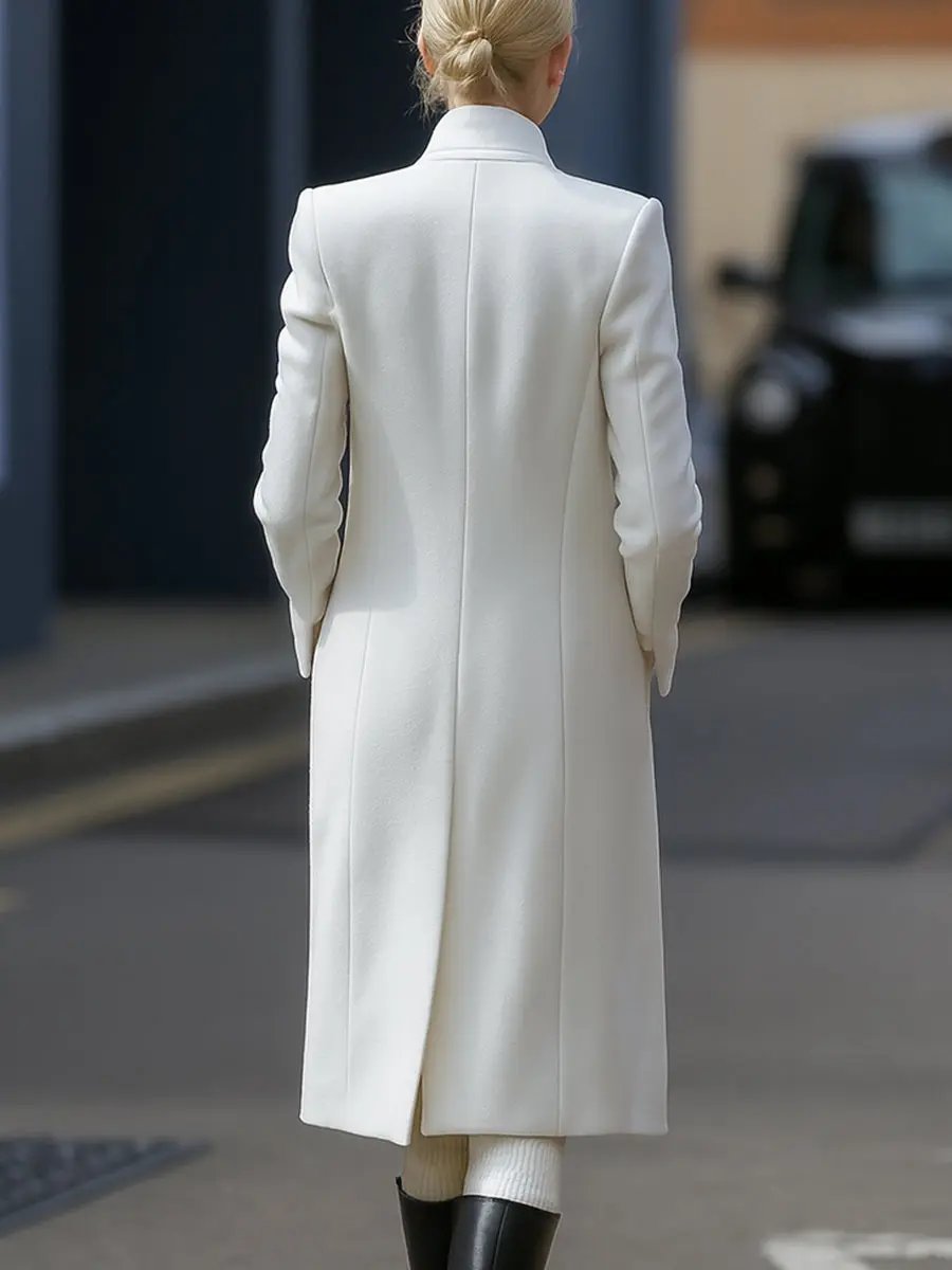 Classic White Double-Breasted Tailored - Longline Coat CASA LARO