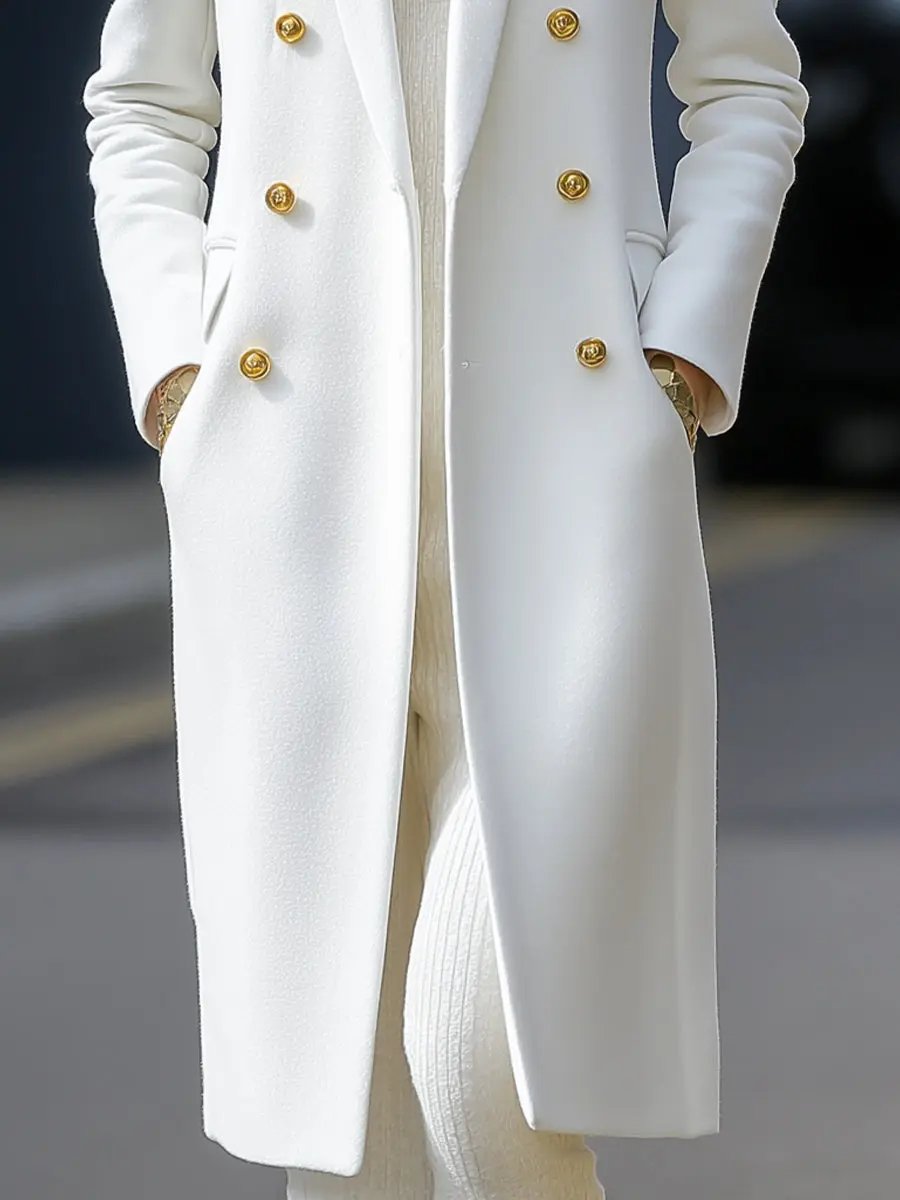 Classic White Double-Breasted Tailored - Longline Coat CASA LARO