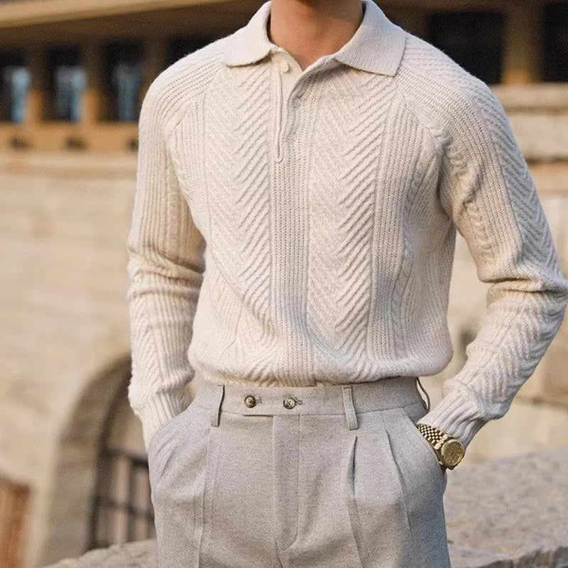 Collared Ribbed Knit - Sweater CASA LARO MEN