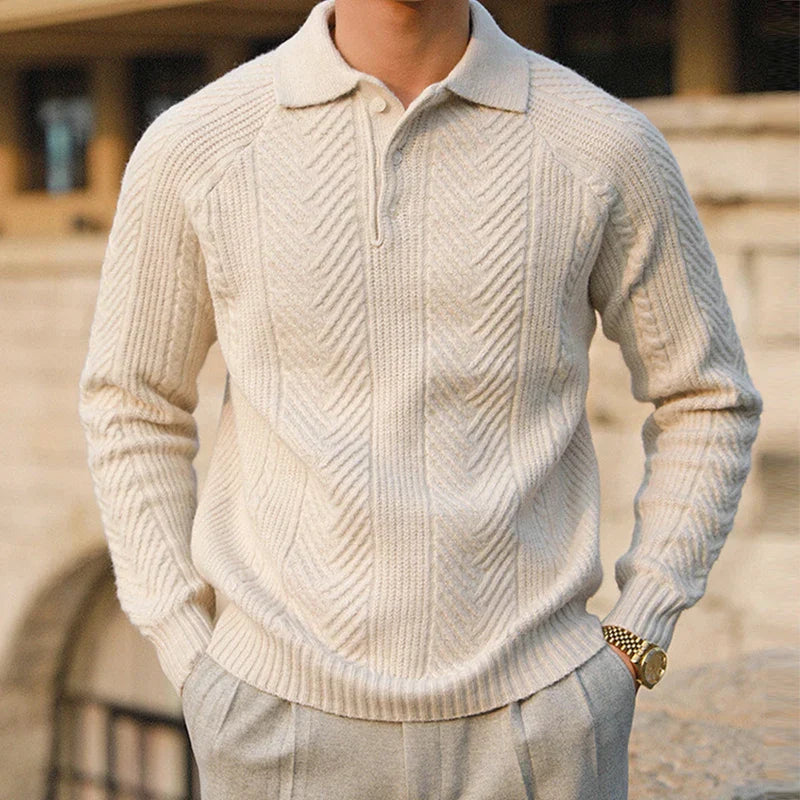 Collared Ribbed Knit - Sweater CASA LARO MEN