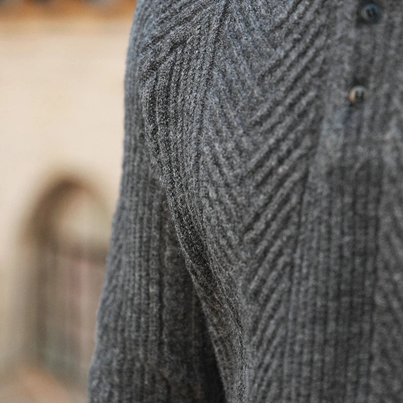 Collared Ribbed Knit - Sweater CASA LARO MEN