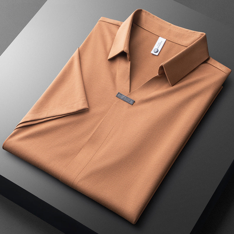 Cotton-Silk Blend Short Sleeve - Polo