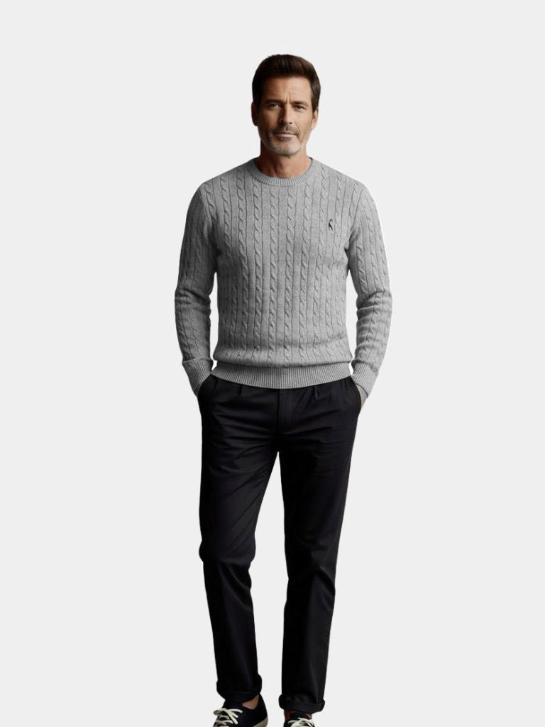 Cotton  Crew Neck Pullover Sweater - Casa  Laro CASA LARO