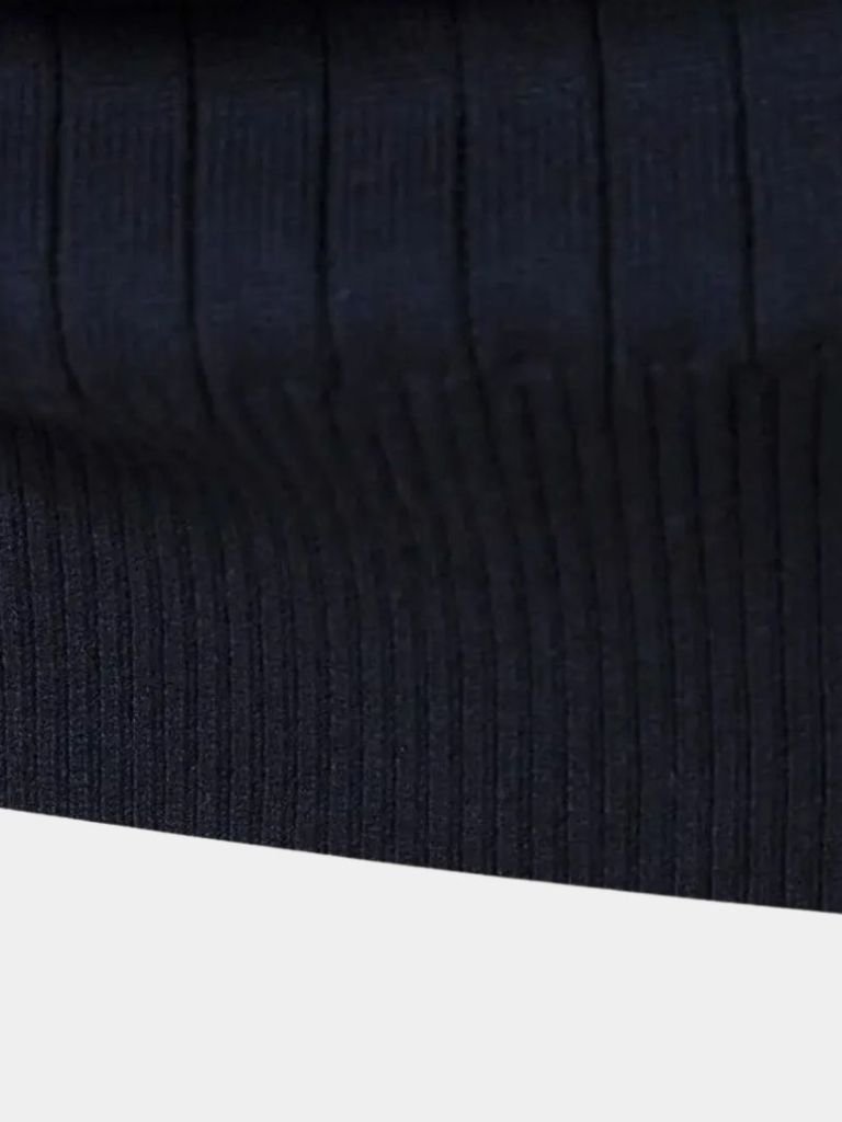 Cotton Knit Vertical Stripes Quarter-Zip Sweater - Casa  Laro CASA LARO