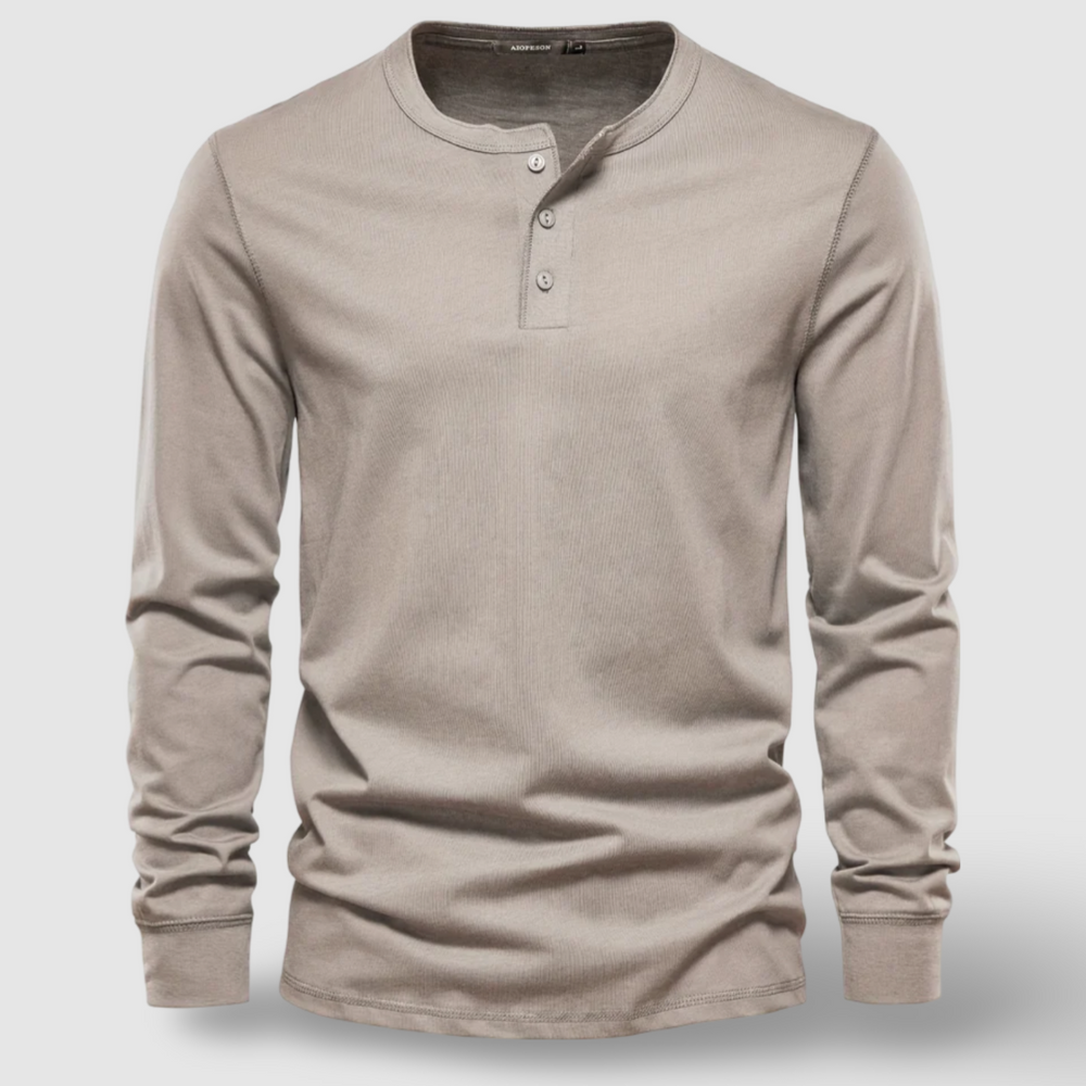 Cotton Long Sleeve Henley - T-Shirt CASA LARO MEN