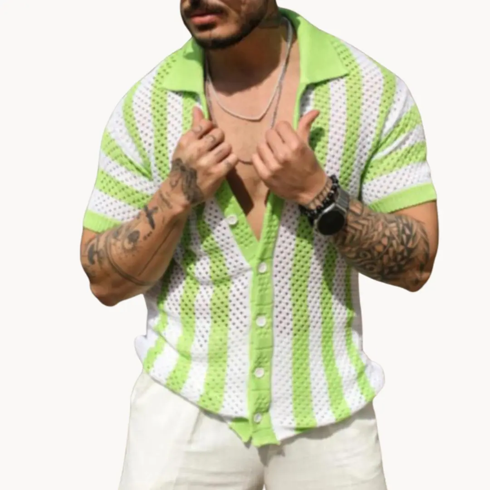 Crochet Knit Button Front - Polo Shirt CASA LARO