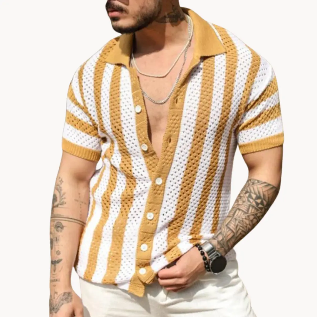 Crochet Knit Button Front - Polo Shirt CASA LARO